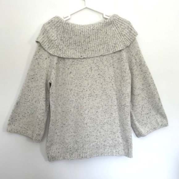 Croft & Barrow Cream-Colored Cowl Neck Sweater with 3/4 Wide Sleeves - Picture 2 of 6